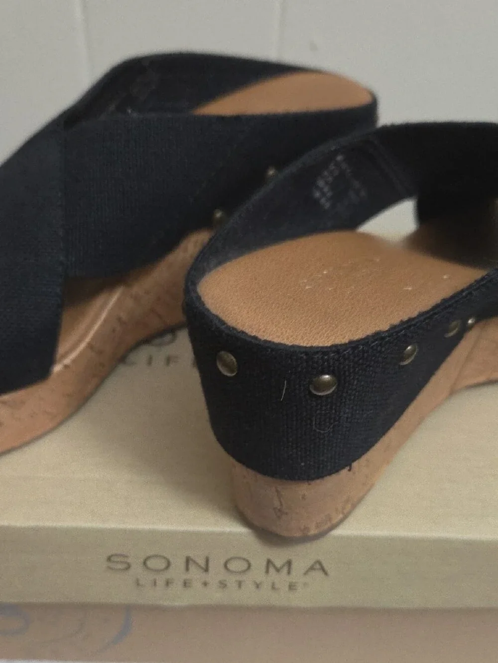 Sonoma Black Crisscross Wedge Sandals